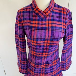 Vintage Woven Plaid Dress, Statement Piece, Fully Lined, Very Unique Cut